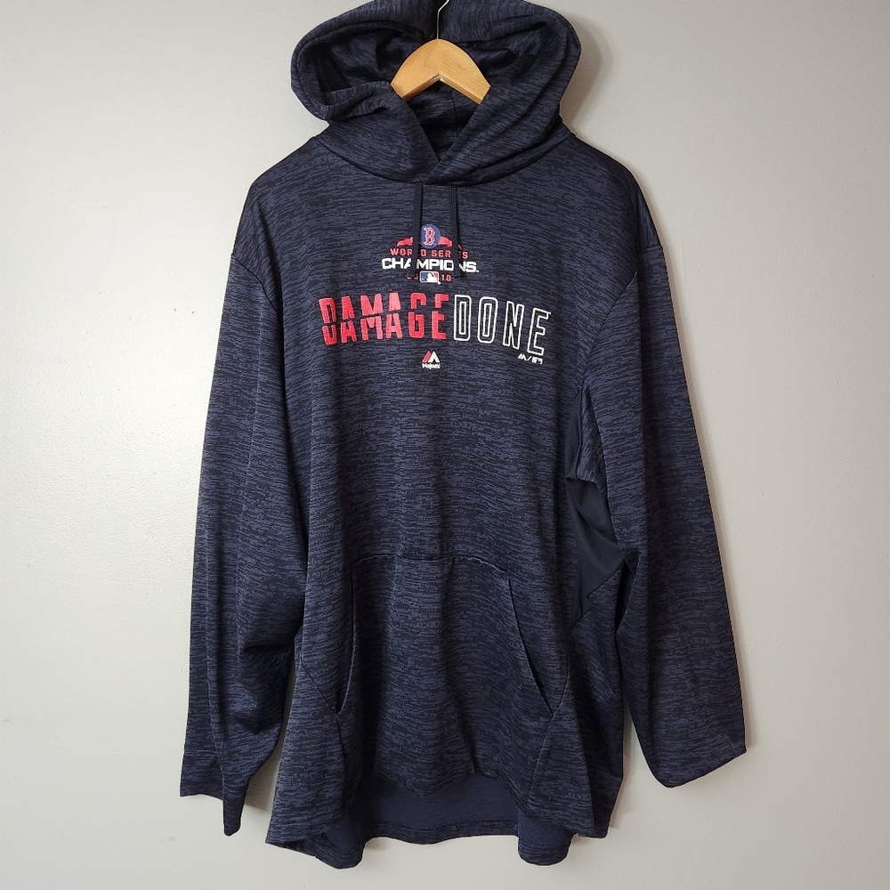 Boston Red Sox Damage Done 2018 World Series Majestic Hoodie Mens XXL sweatshirt